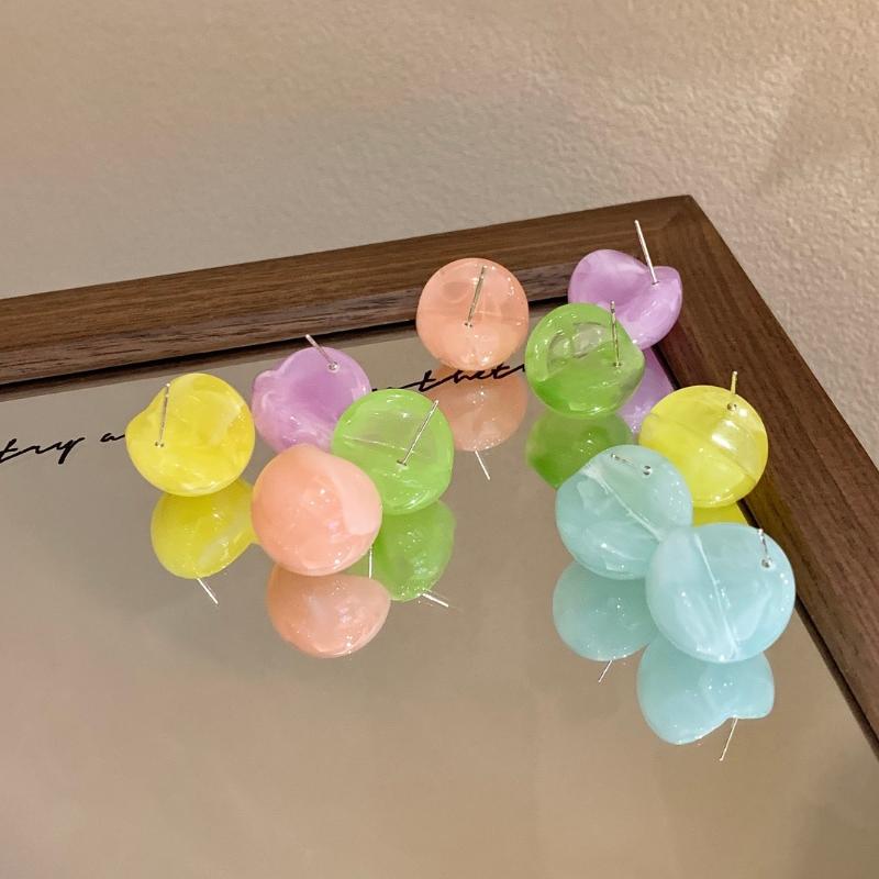Candy Colored Acrylic Half Dome Stud Earrings With Shiny Glossy Finish Perfect For Daily Wear Parties Vacation/Casual Hangouts