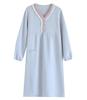 Double Gauze Pajama Lounge Long and Elegant Solid Color [ASHE RANGELS] Women's Fall/Winter Dress, Fluffy, 100% Cotton, V-Neck, Soft, Warm, Sleeves,