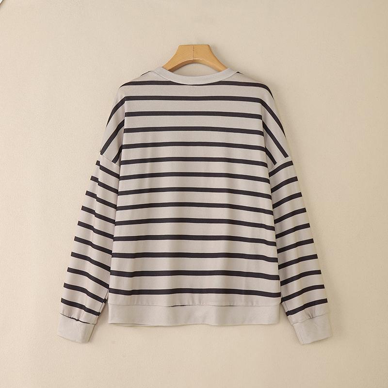 ZANZEA Women Casual Round Neck Loose Long Sleeve Stripe Print Autumn Blouse