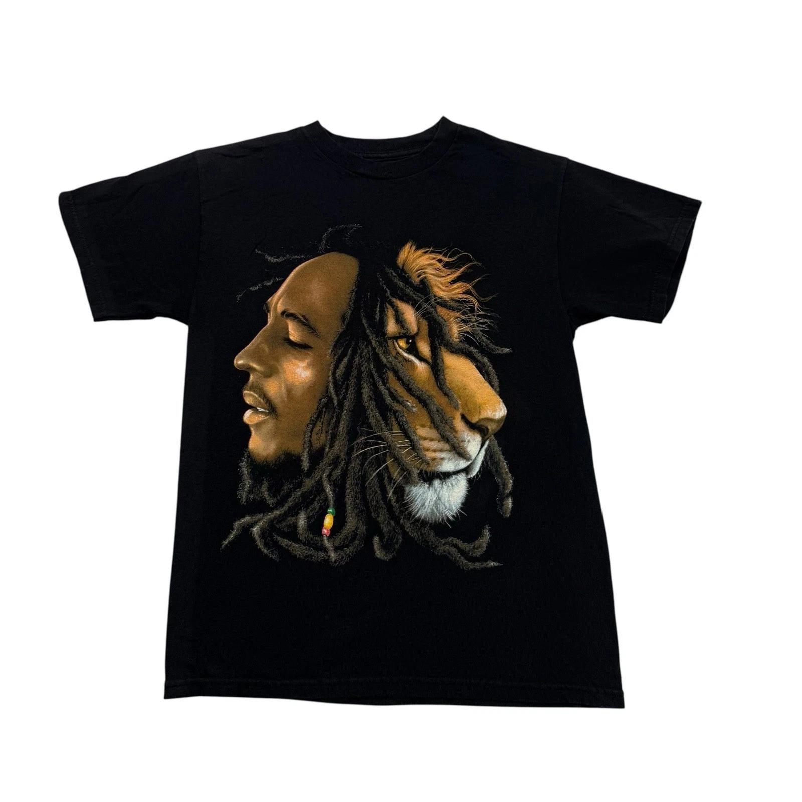 Bob Marley Shirt Mens Medium M Black Lion Short Sleeve Zion Rootswear Cotton S