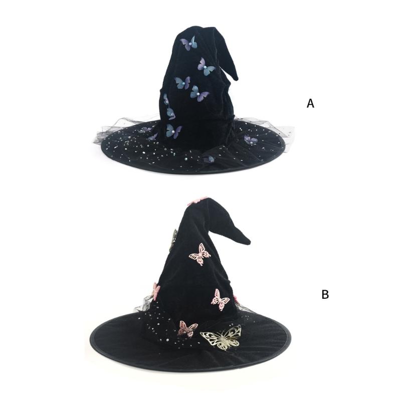 Bowknot Decoration Hat Women's Witch Hat Cosplay Witch Hat Theme Party Headwear for Adult Women Men