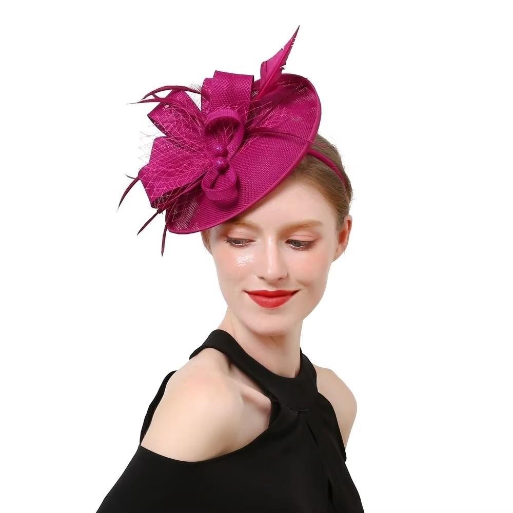 Elegant Tea Party Mesh Hair Band Bowknot Bride Headdress Party Feathers Fascinator Hat  Lady