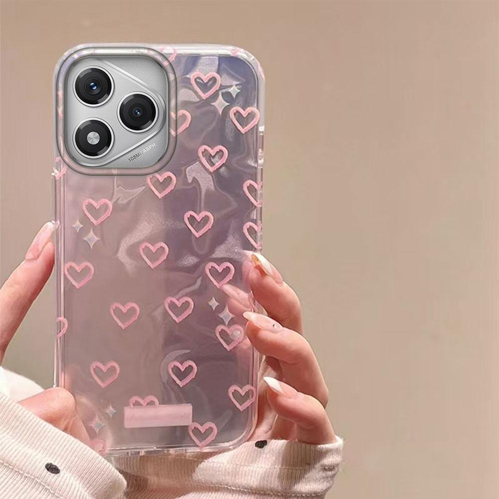 Pink Love Heart Water Texture Phone Cases for Honor 400 200 Pro Magic 7 6 5 Lite X9a X9b X9c X8a X8b X8c Shell Silicone Cover