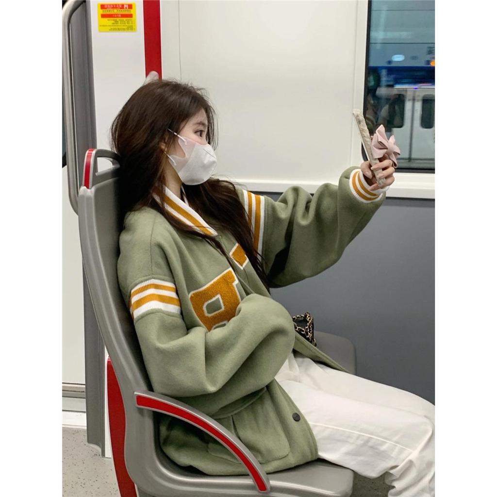 Embroidered American Baseball Jacket 2023: Women's Spring/Autumn Loose Fit Outerwear with Versatile Design