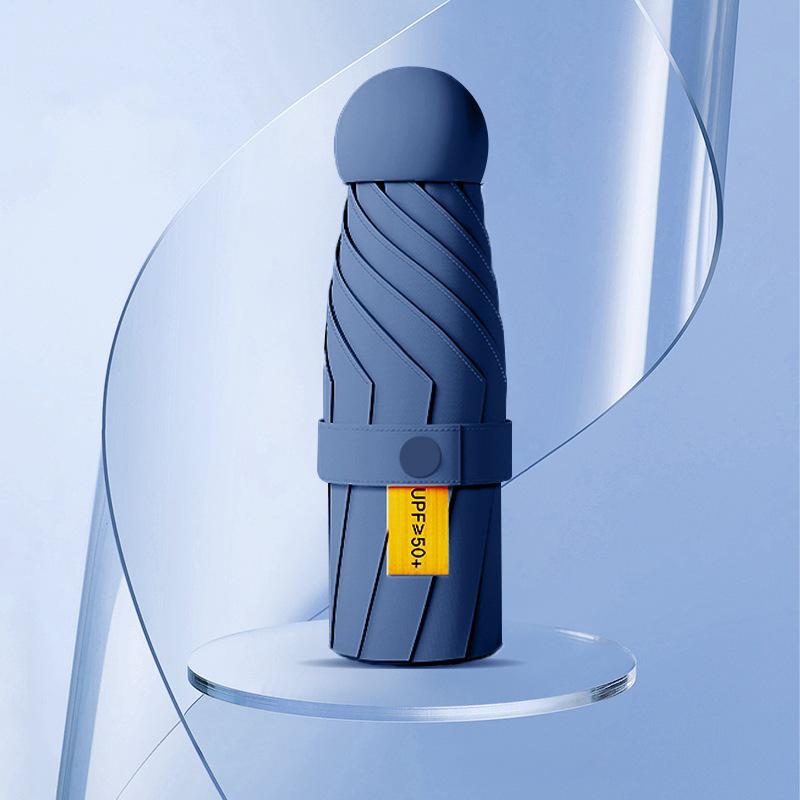 Black Plastic 50% Fold Ultra-Light Pocket Umbrella - Portable, Mini, for Sun/Rain