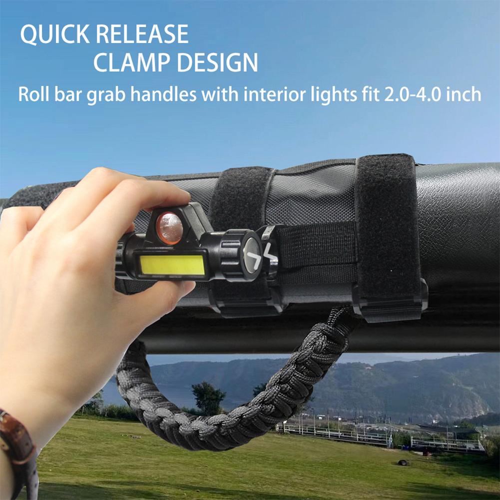 Roll Bar Grab Handles With Lighting Dome Light Interior Lights Bar Mount Grip Compatible For Wrangler Gladiator