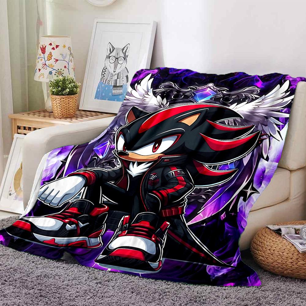 Shadow Hedgehog Artwork Flannel Blanket Super Soft Warm Cozy Blanket For Sofa Bed Office Travel Allseason Home Decor Gift