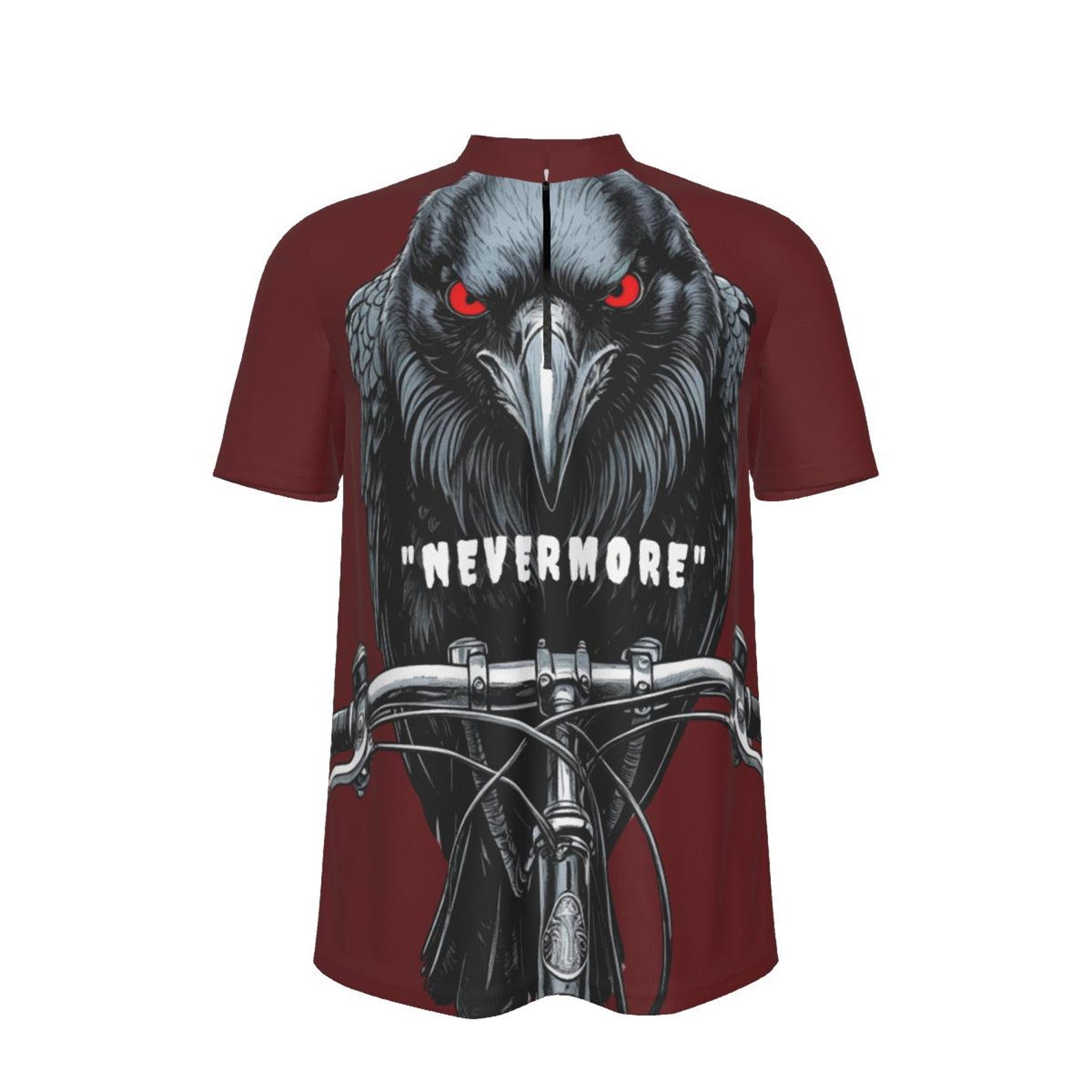 Nevermore Ride MTB Jersey - Loose Fit Quarter Zip Cycling Shirt - Raven Gothic Trail Gear 4XL