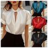 2025 Herbst/Winter Europäisches & Amerikanisches Damen Satin Kurzarm Oberteil Shirt