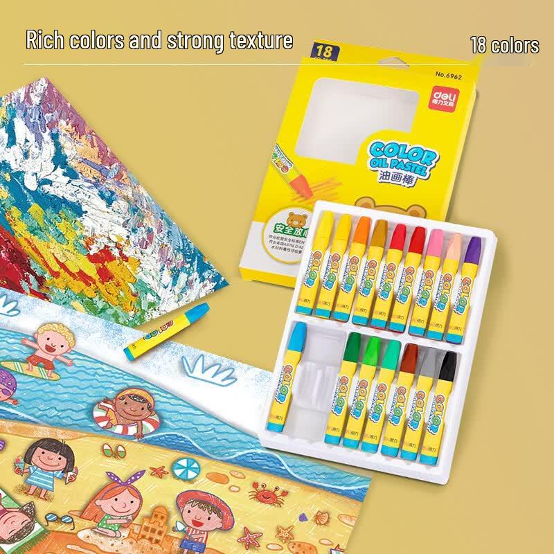 Deli 18-Color Smooth Oil Pastels for Students