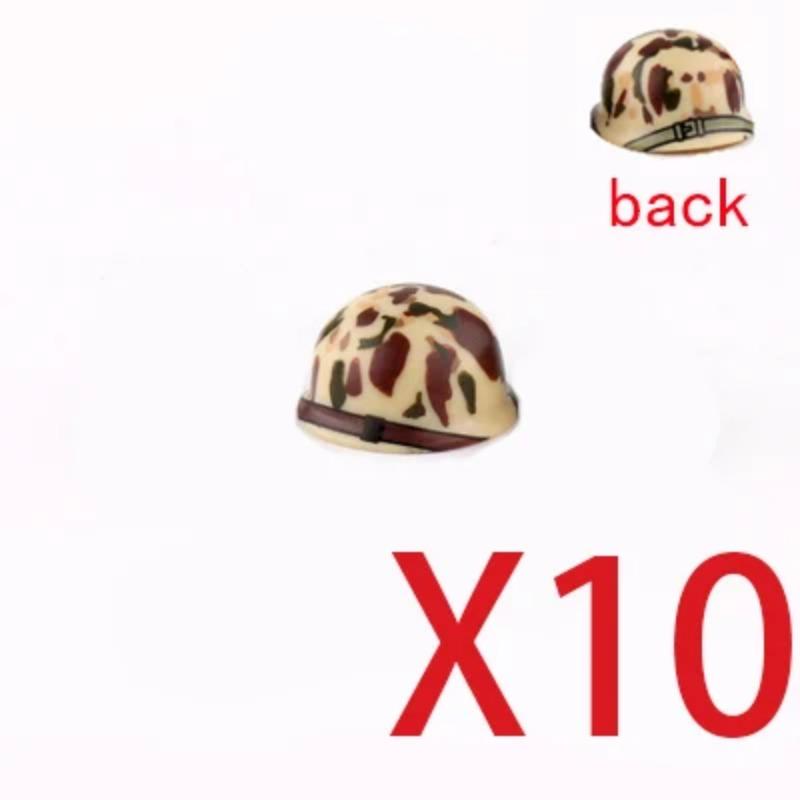 Andra världskriget Militära Byggklossar Tillbehör Figur Soldat Hjälm Leksak USSR1 USA UK Japansk Hatt Mini Tegel Huvmask Flamkastare