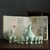 Ancient Style Retro Ceramic Baijiu Decanter Set with Wine Glasses