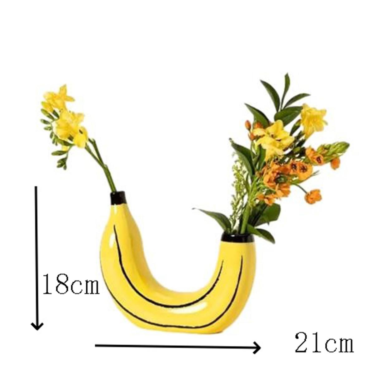 

Modern Vase Banana Resin Vase Smooth Touch Decorative Vase Dining Room Decoration yellow#1