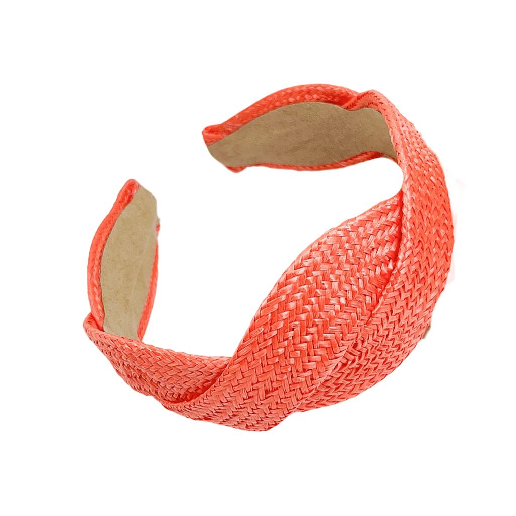 Wide Brim Braided Straw Headband Comfort Fit Solid Color Hair Accessory For Women Casual Outings Parties Vacations