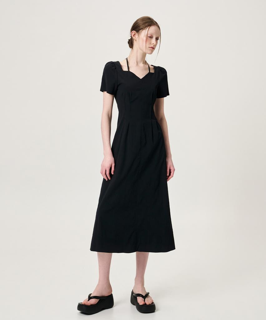Etmont Heart Neck Strap Dress, Black