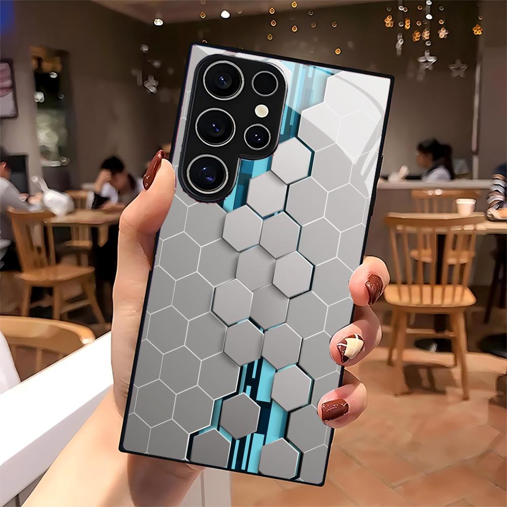 Kreative Wabenstruktur Glas Handyhülle Für Samsung Galaxy S26 S25 S24 S22 S23 Ultra S21 S20 Plus 5G Rutschfest Vollschutz Galaxy A52 5G