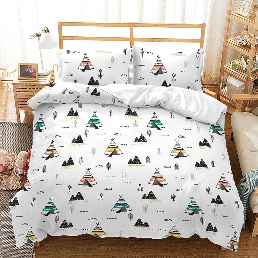 Bedding Three-Piece Set Quilt Cover Pillowcase 3D Digital Printing Plant Leaf Fruit Kit