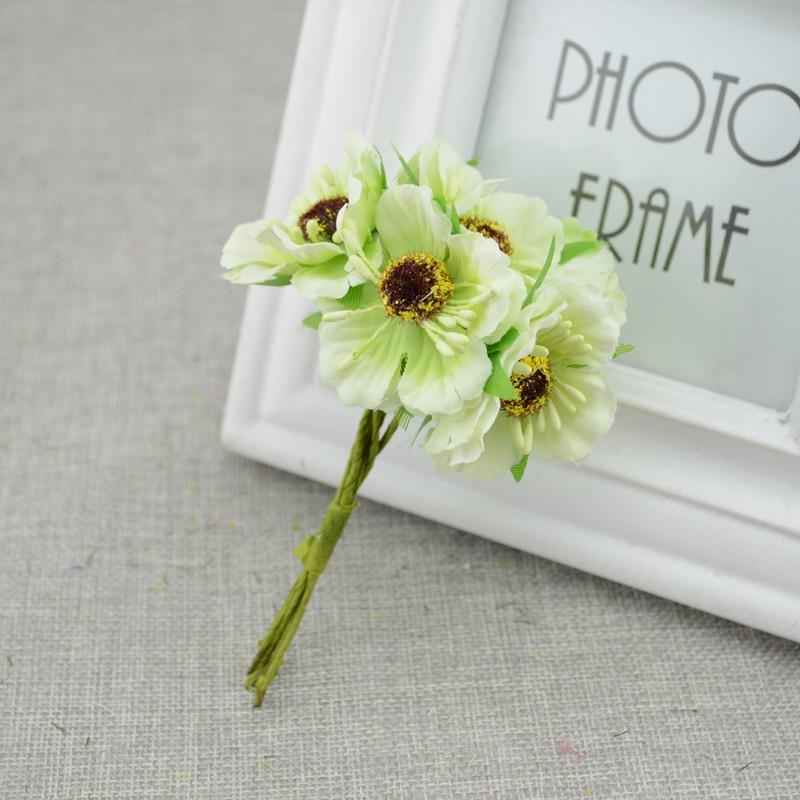 6pcs/lot Cherry Blossom Artificial Flowers Wedding Car Vase for Home Decoration Bride Bouquet Handmade Silk Plants