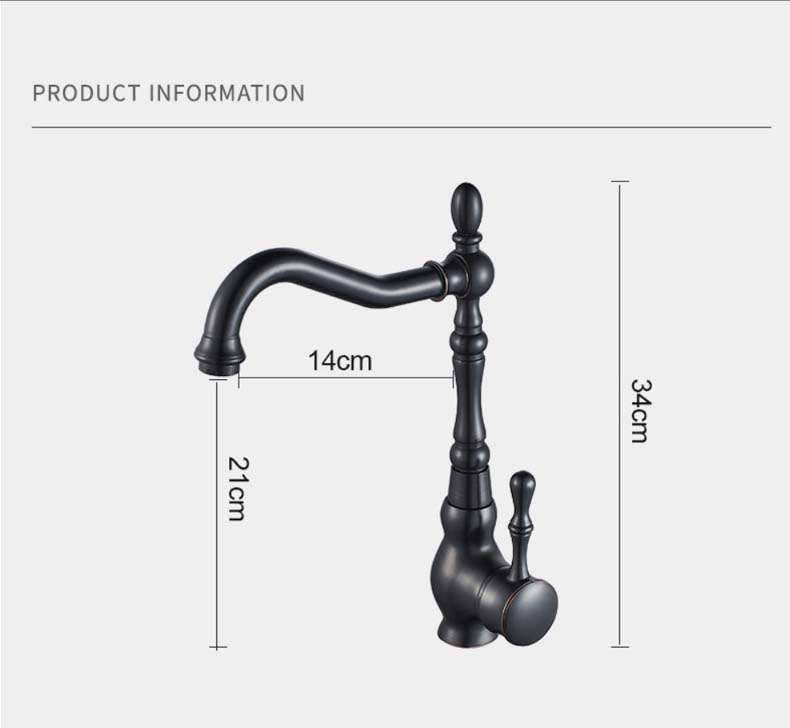 Black Brass Kitchen Faucet Single Handle Deck Mount Basin Sink Faucet 360 Rotate Mixers Taps Hot Cold Water Faucet