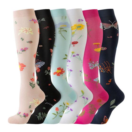 6 Pairs Sport Socks Soft Breathable Non-Slip Compression Socks Functional Support Calf Stockings Exercise Yoga Daily Wear