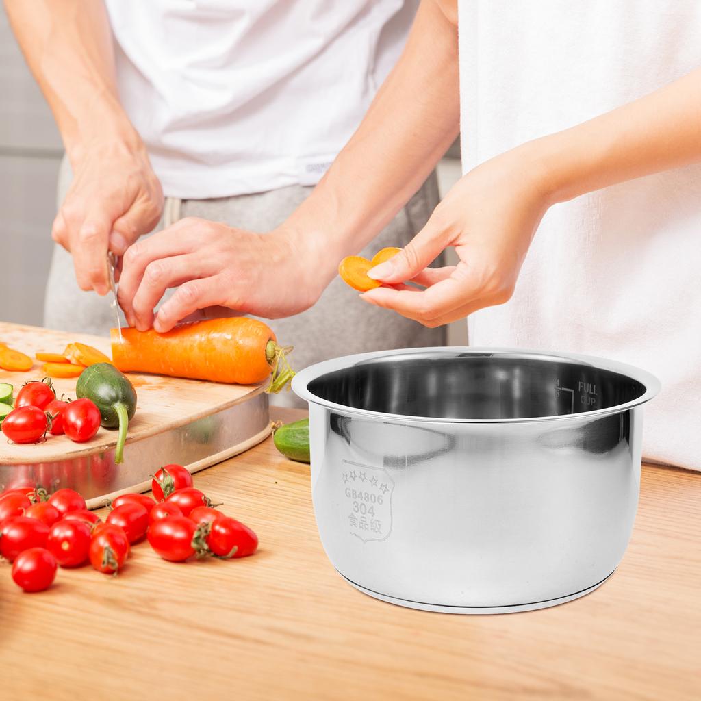 Rice Cooker Inner Pot 304 Stainless Steel Thickened Bottom Compatible Electric Cooker Parts Non Stick Accessories
