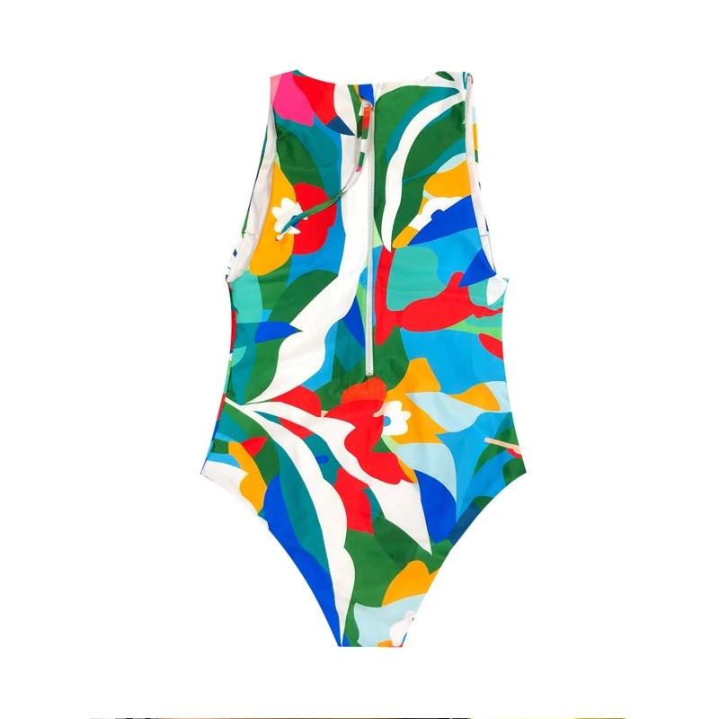 Tropical Print One-Piece Swimsuit 2023: European and American Style