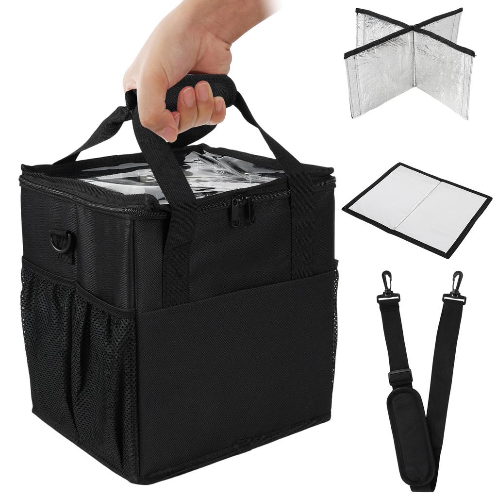 Reusable 4 Cups Drink Carrier for Delivery with Adjustable Dividers Insulated Drink Caddy Holder Bag with Multiple Pockets