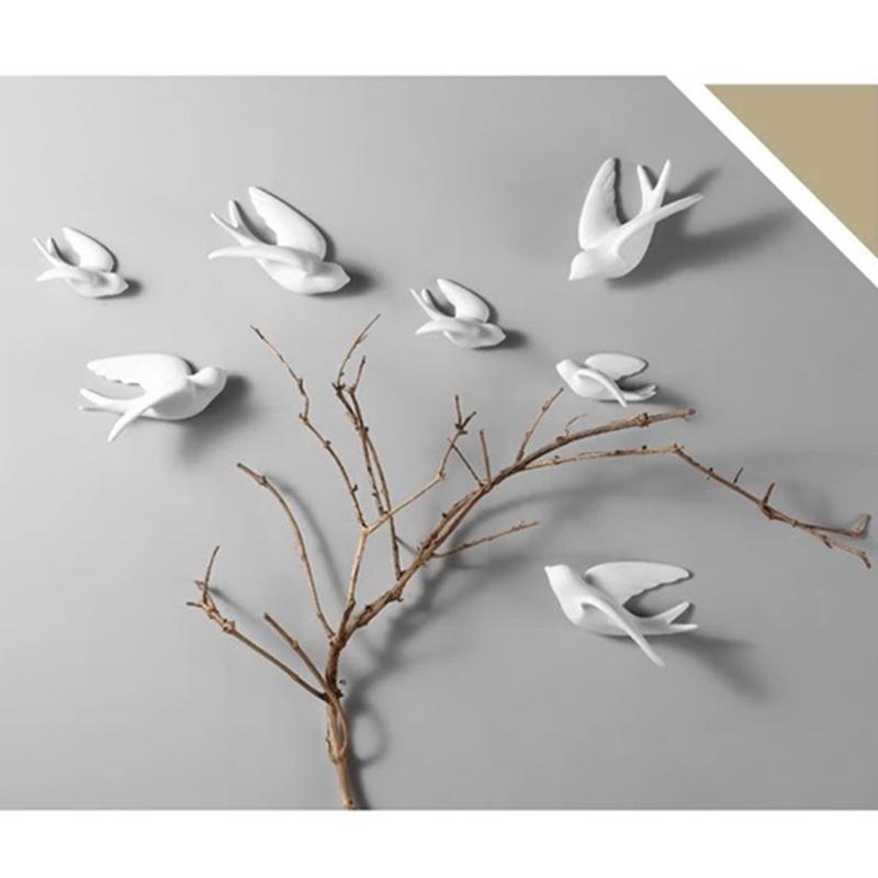 3D Ceramic Swallow Wall Decor – Set of Bird Ornaments for Home or Living Room