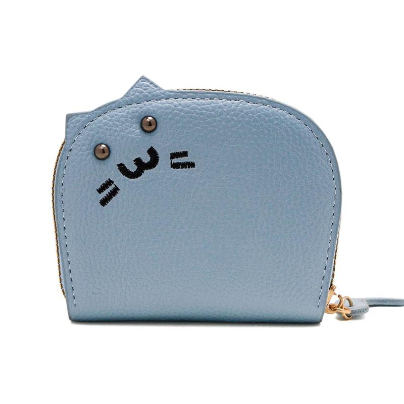 Cute Cat Coin Purse PU Leather Zipper Wallet Mini Card Holder Portable Change Purse Cash Key Storage Pouch for Women Girls