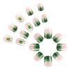 24 Pcs Glossy Stick on Nail Saint Patricks Day False Nail French Tip Press On Nail Shamrocks Artificial Nail