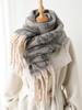 Women Winter Retro Knitted Scarf Headscarf Lady Men Casual Striped Print Tassel Thicken Warm Scarve Mujer Foulard Wrap Shawl New