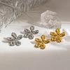Exquisite Gold Geometric Flower Stud Earrings with Durable Vacuum Plating
