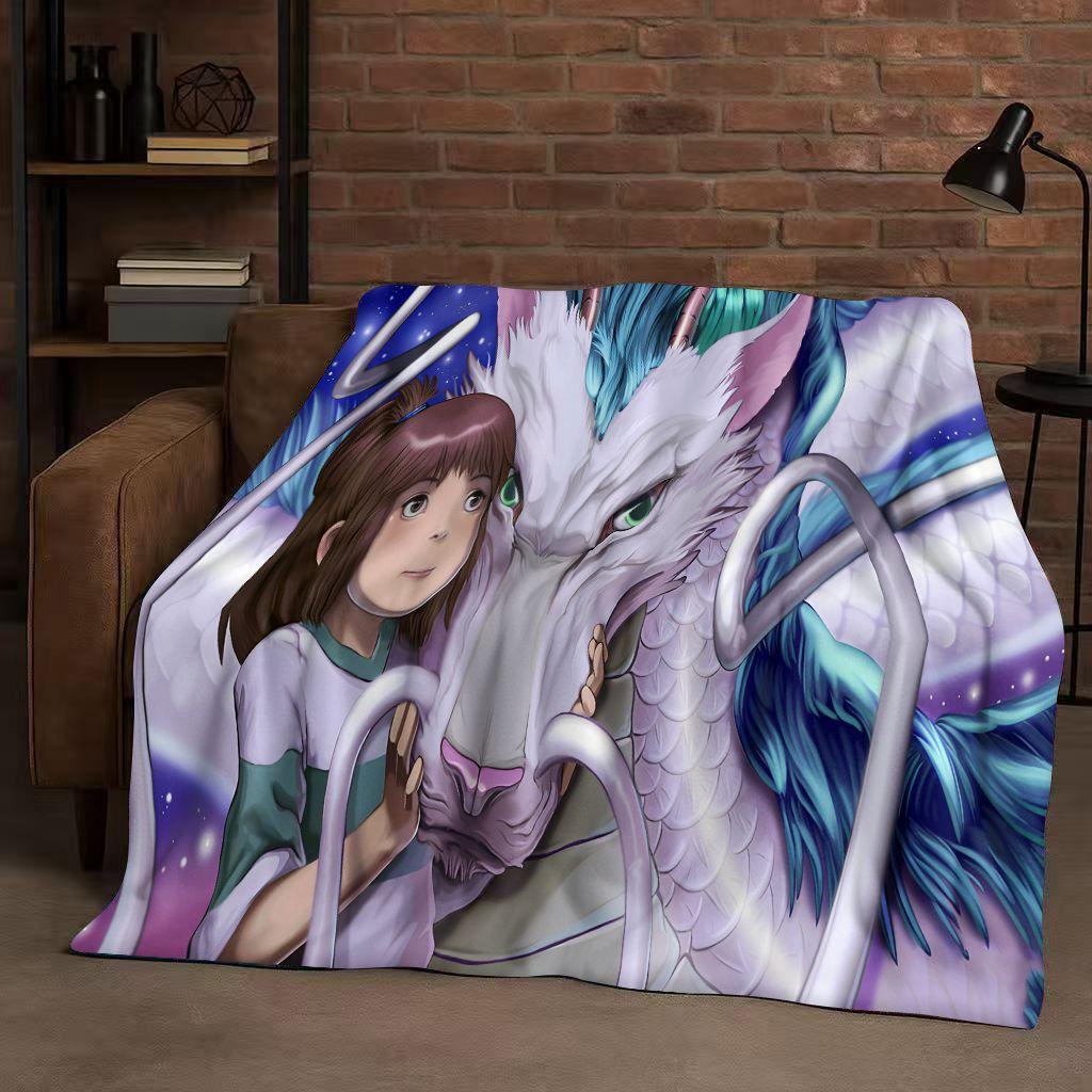 3D Retro Cartoon Spirited Away No Face Man Flannel Blanket,Ultra Soft Warm Plush Throw for Home Bedroom Bed Sofa Cover Kid Gift