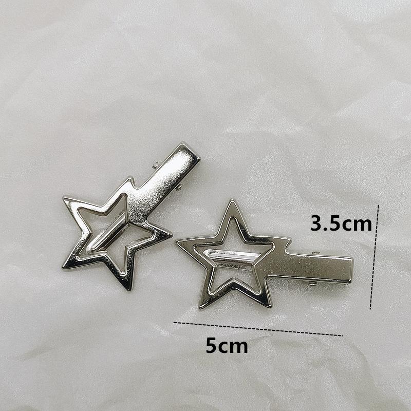 Y2K Silver Star Hair Clips Women Korean Simple Metal Cold Wind Hairpin Girls Sweet Cool Headdress Hair Accessories