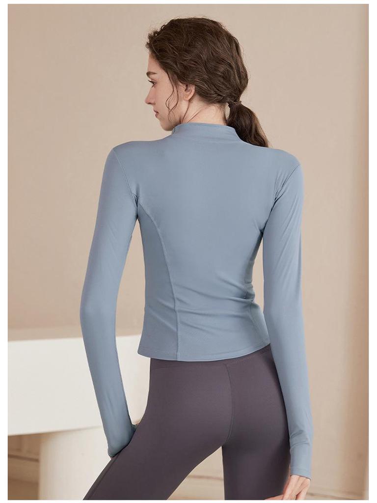 Women's Slimming Lambswool Jacket – Stand Collar, Velvet-Lined, Thick, Stretchy, Warm Yoga Top for Autumn & Winter