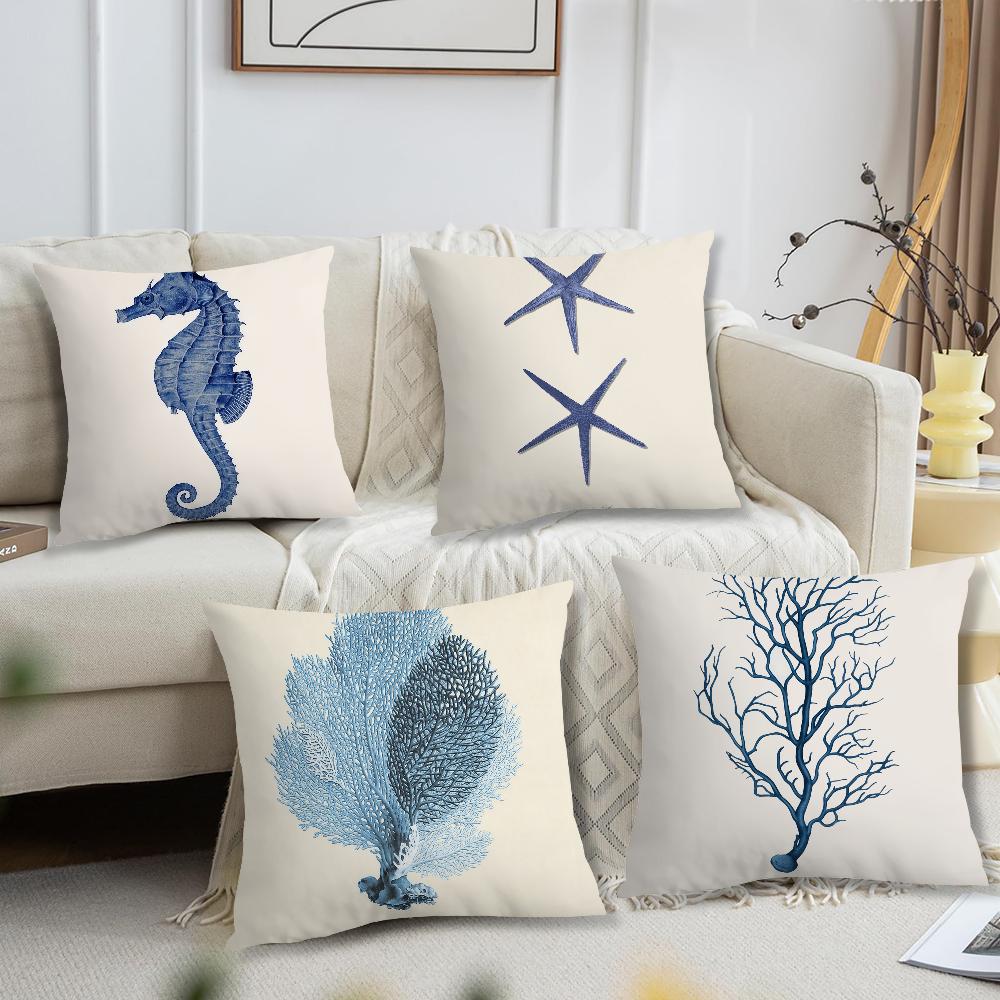 Helenal Unisex Ocean Beach Decorative Cushion Cover For Pillow Printing Sofa Decoration Home Car Room Coffee Shop Office Nordic Simplicity