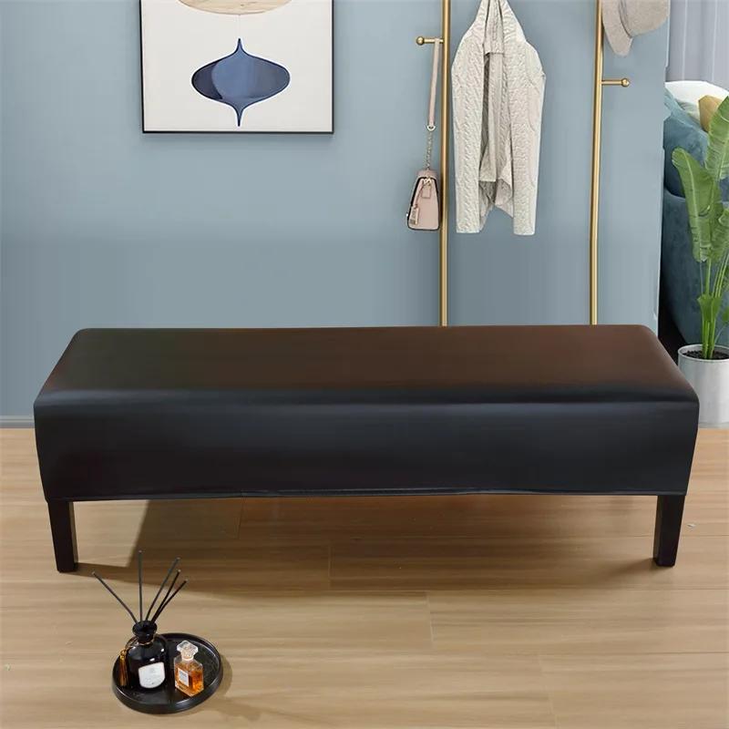 Waterproof Dining Bench Cover PU Stretch Washable Upholstered Bench Slipcover Seat Protector Bench Covers for Dining Room
