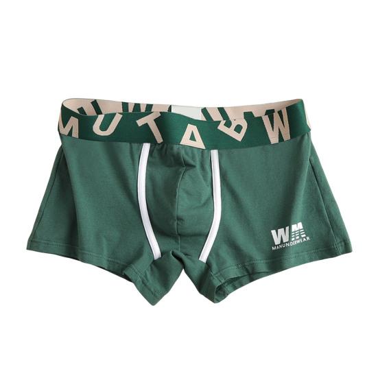 Men Boxer Underwear Elastic Mid-Waist Design Breathable Shorts Briefs Letter Print U-Convex Smooth Wiring Panties
