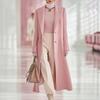 Trench da Donna in Misto Lana Manica Lunga Monopetto Lunghezza Media Cintura da Legare Capospalla Casual Stile Coreano