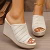 Fashion Wedges High Heels Women Sandals Slipper Mesh Breathable Summer Outside Wear Fashion Fish Mouth 10cm Super High Heeled Sandales