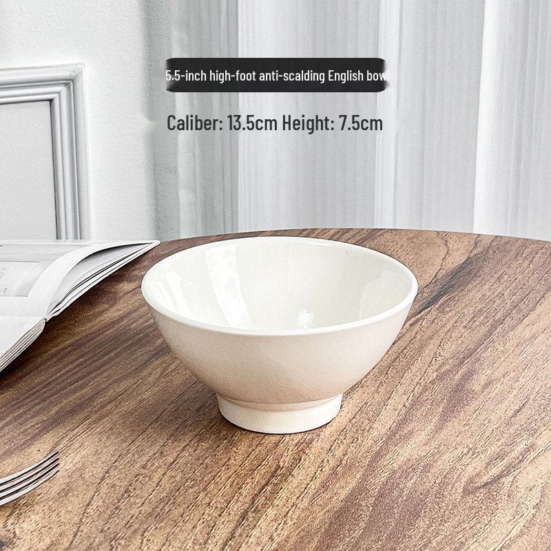 Ins Style White Ceramic High-Temperature Rice & Ramen Bowl