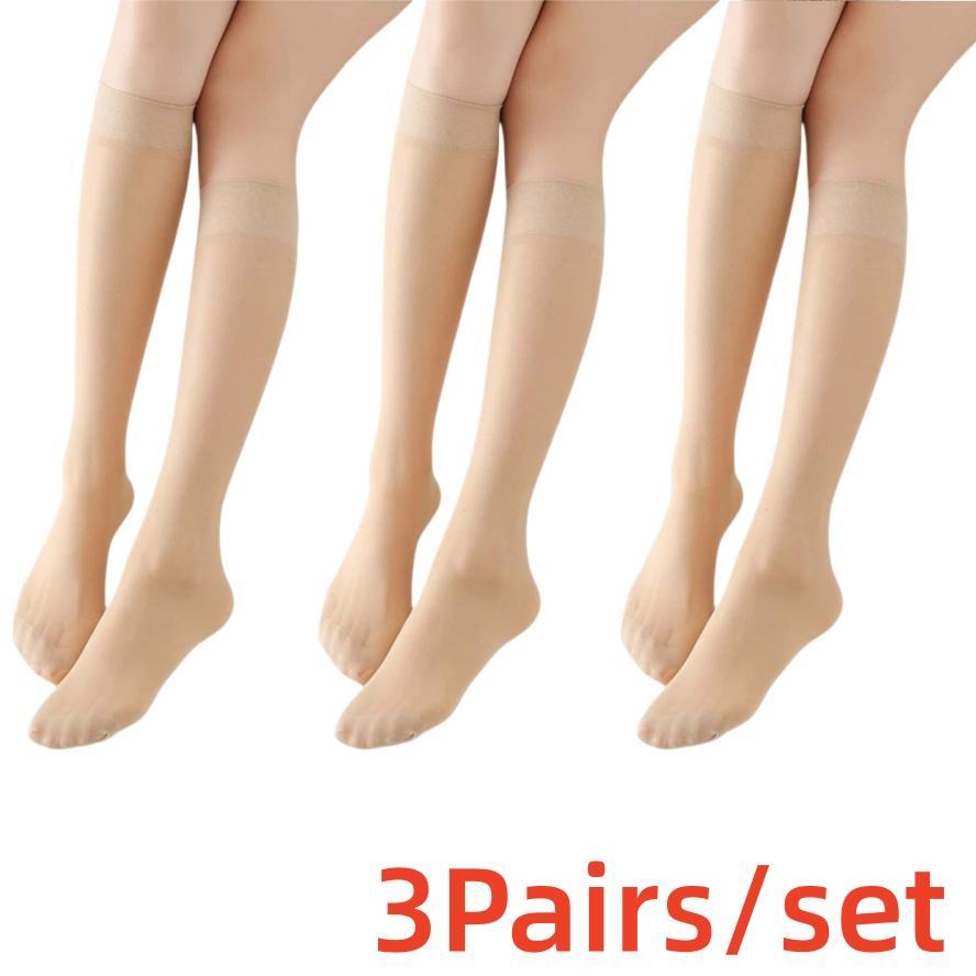 

3pairs 1SET NEW Fashion Women s Ultra Thin Transparent Mid-Calf Glass Silk socks Sheer JK Lolita Gothic girls Stockings One Size