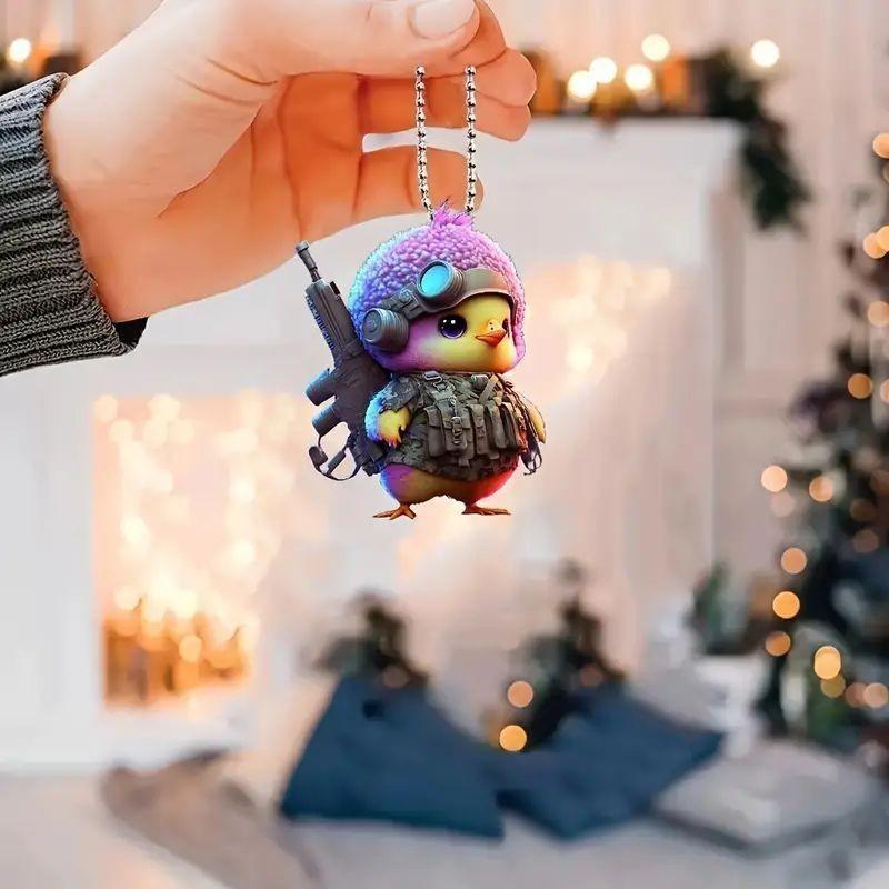 Cute Cartoon Battle Little Yellow Chicken Pattern Pendant For Auto Interior Accessories