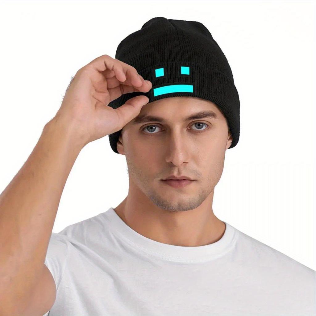 Geometry Dash Beanie Hats fun Bonnet Hats Men Women Unisex Casual Outdoor Knitting Hat Autumn Winter Design Elastic Caps
