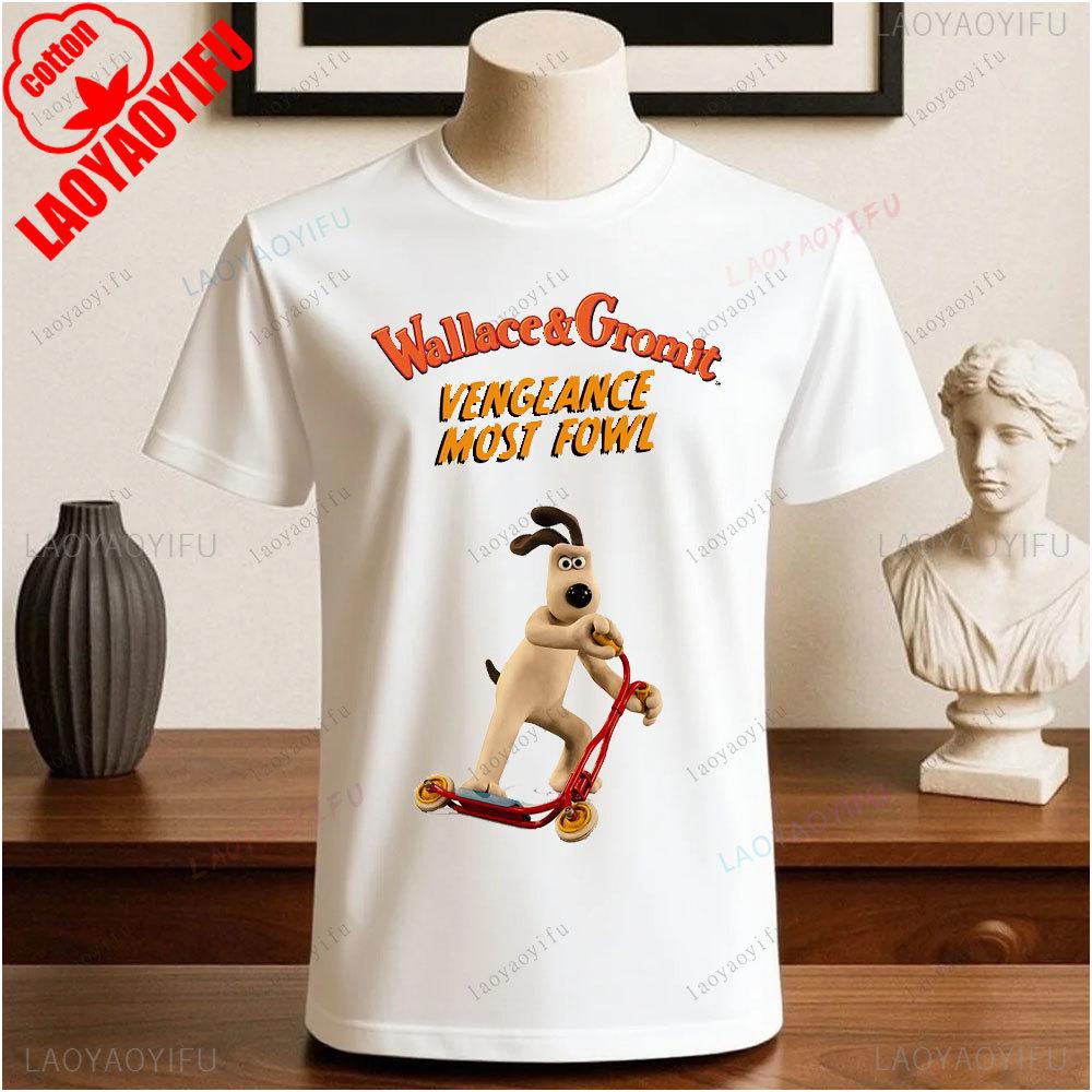 Футболка с принтом Уоллеса и Громита Топы Мультяшная и аниме-принтованная футболка S