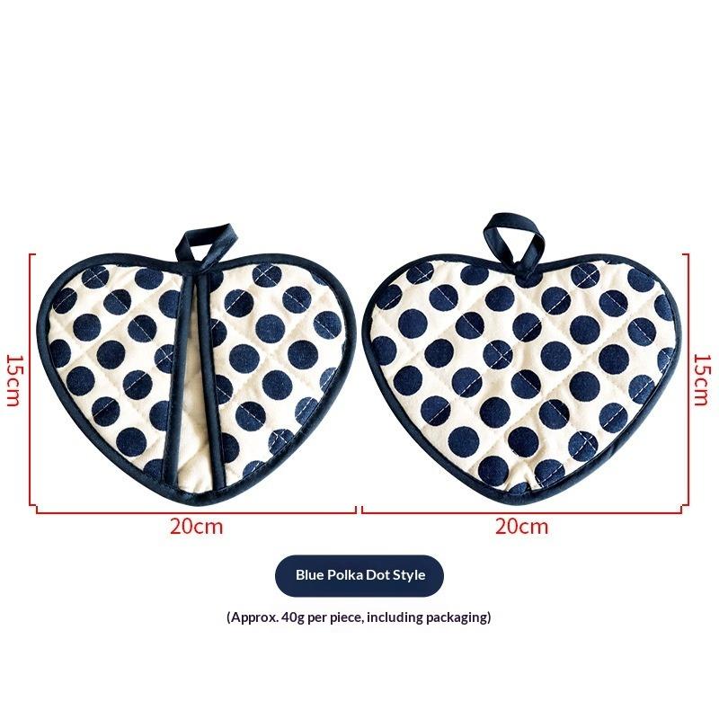 Anti-scalding Gloves for Baking Kitchens, Double-layer Thickened Cotton Heart-shaped Hand Clips, Thermal Insulation Pads, Coasters