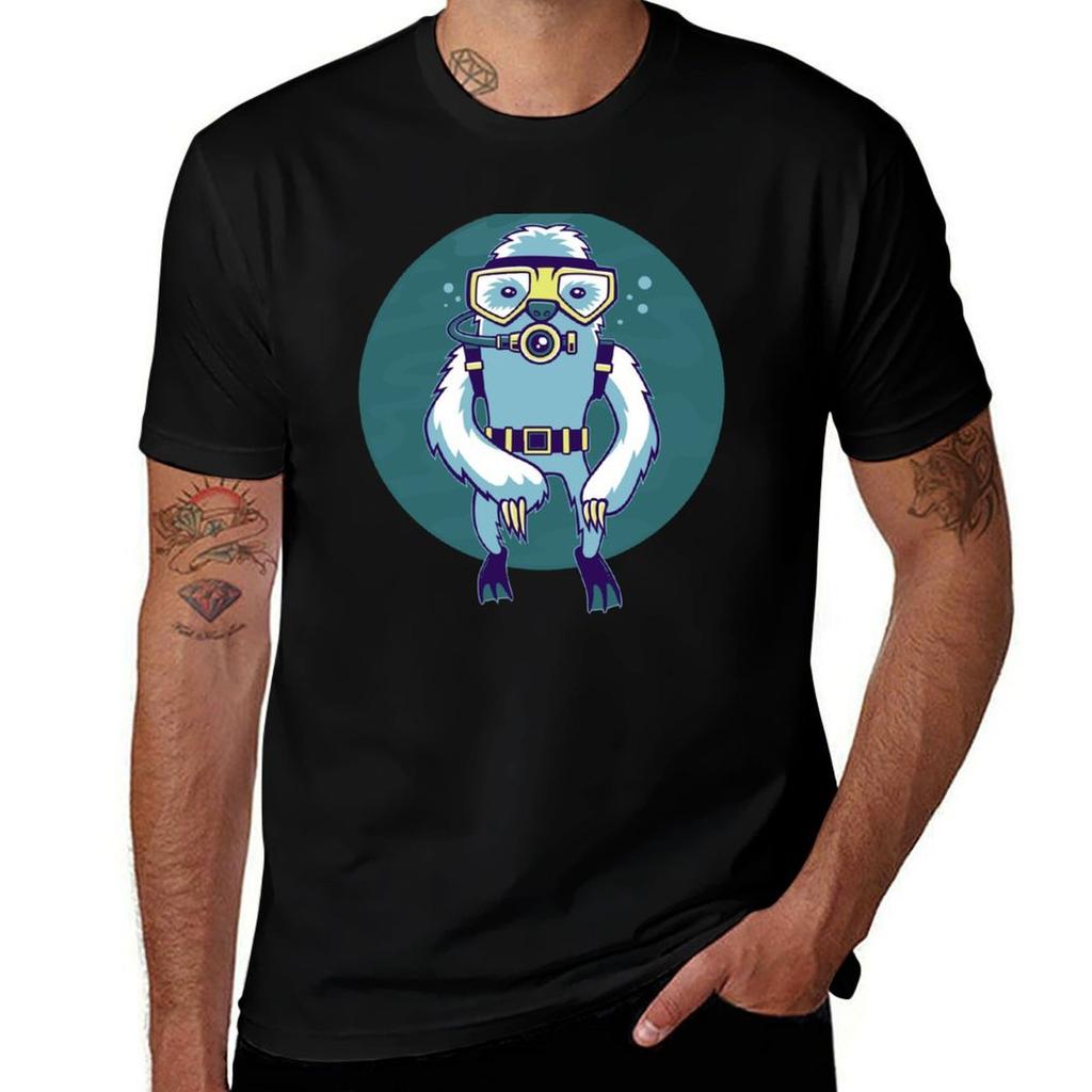 Scuba Sloth Tshirt Basic Casual Wear Short Sleeve Top