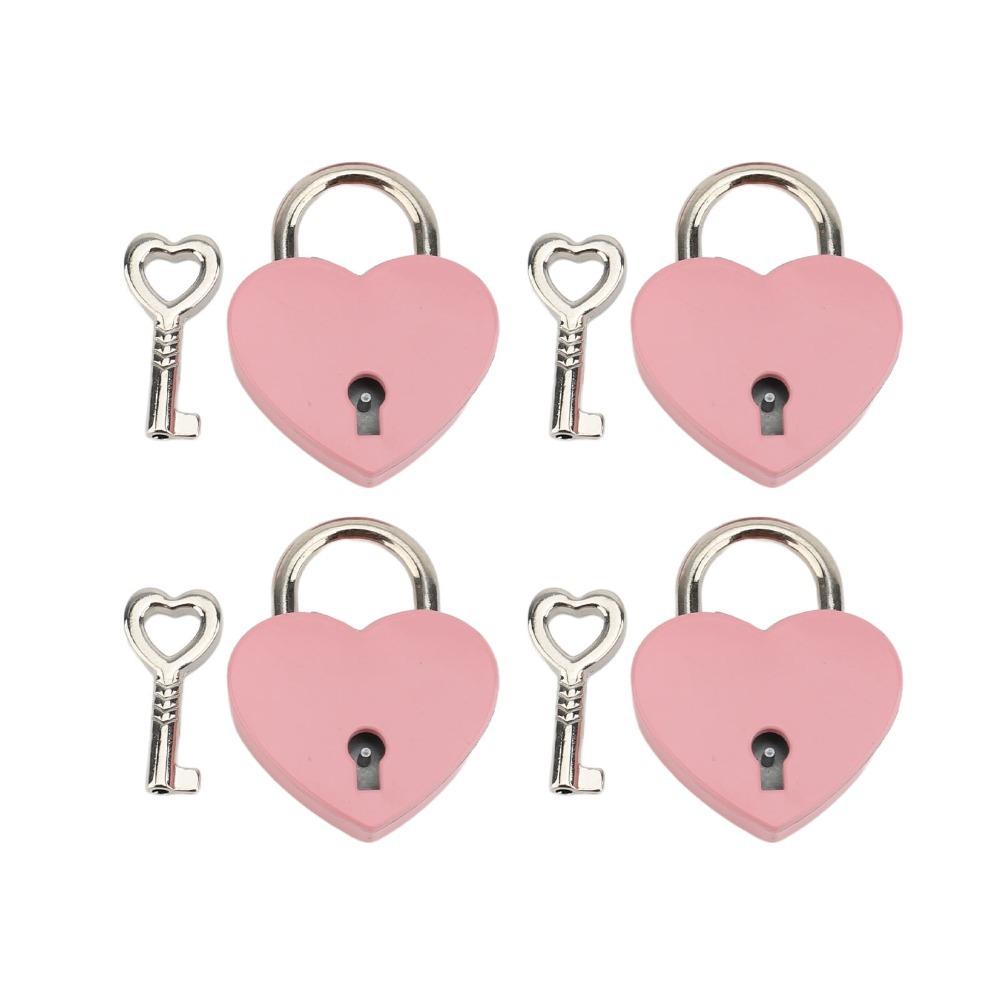 4sets 38x30mm Heart Padlock Red Heart Shaped Padlock Mini Padlock For Lover Bridge Anniversary