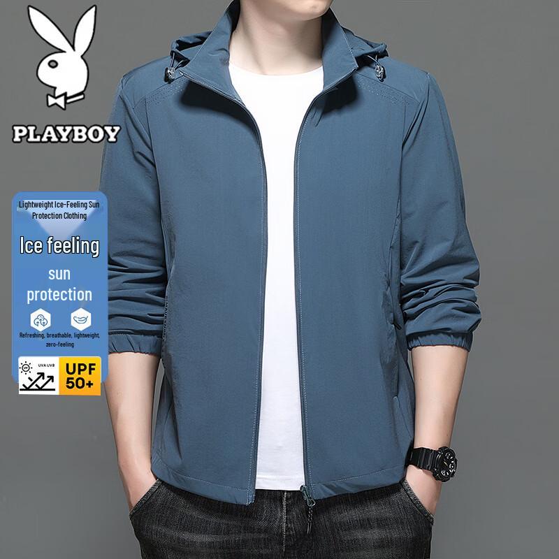 Playboy Men s Ice Silk Hooded Sun Protection Jacket 4XL
