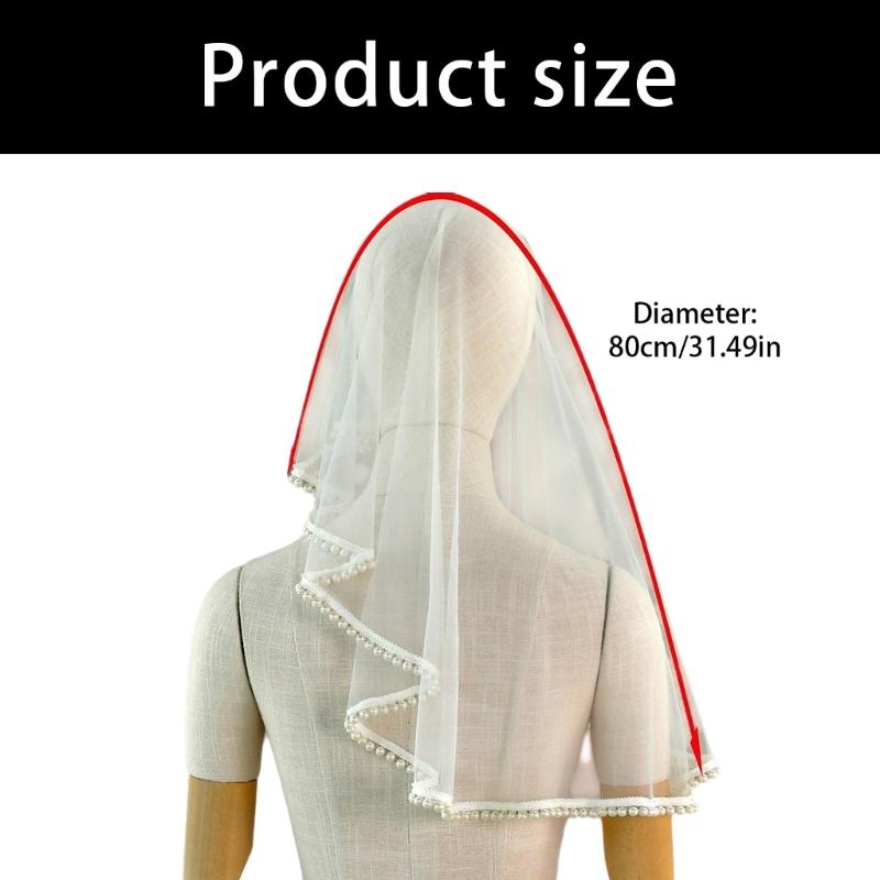 Adjustable Bride Veils With Delicate Pearls Trim Breathable Design For Comfort Wedding Accessory